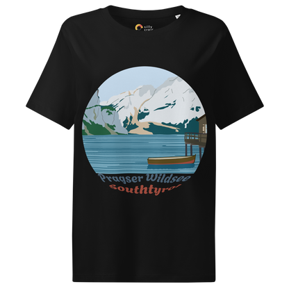 Lago di Braies women's t-shirt in Black – front print design