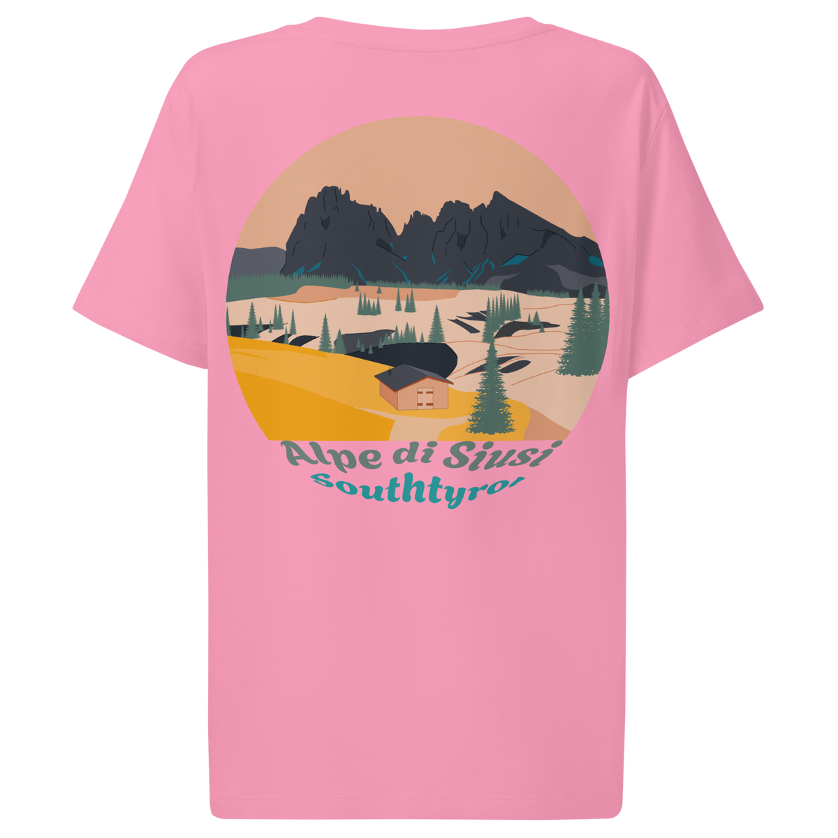 Alpe di Siusi women's t-shirt in Bubble Pink – back print design