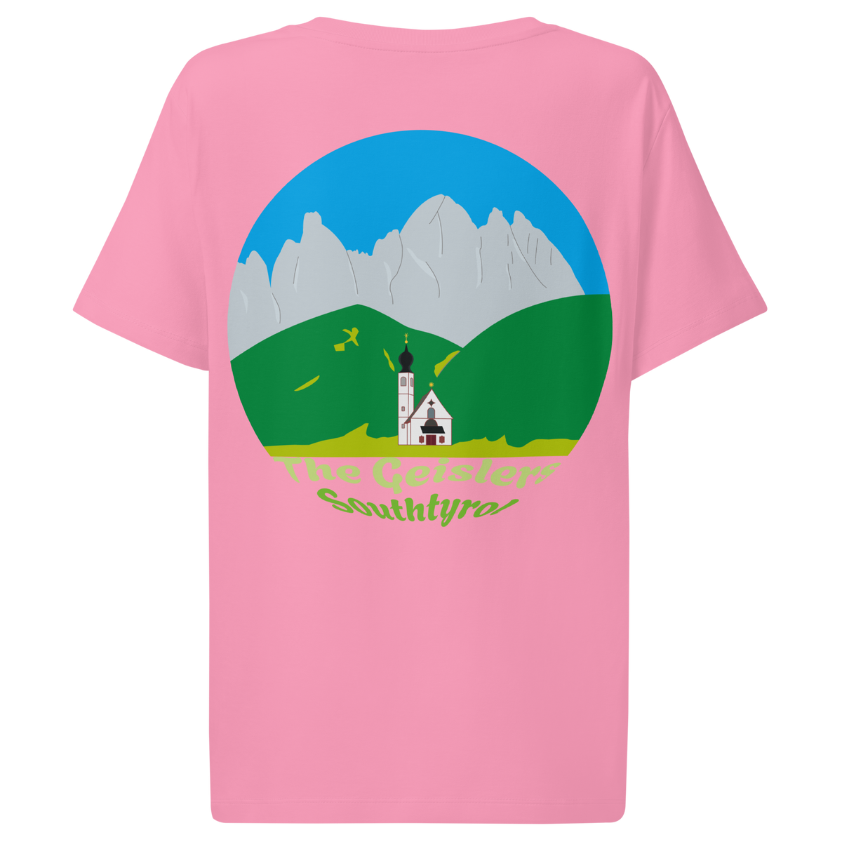 The Geislers women's t-shirt in Bubble Pink – back print design