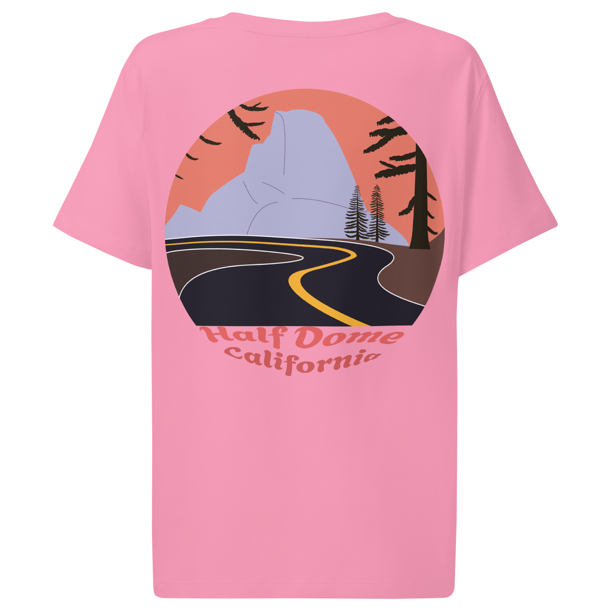 Half Dome women's t-shirt in Bubble Pink – back print design