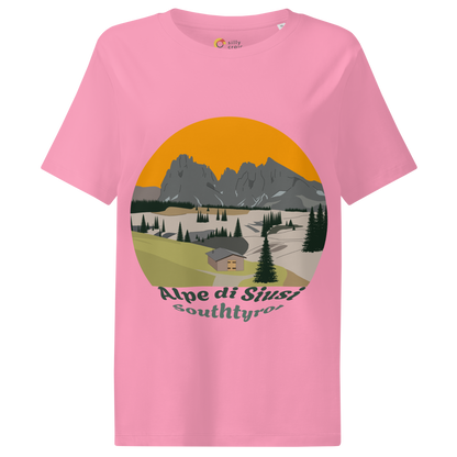 Alpe di Siusi women's t-shirt in Bubble Pink – front print design