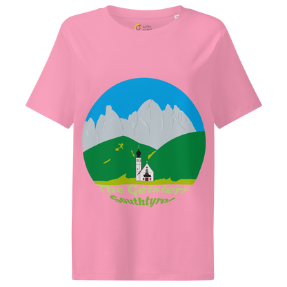 The Geislers women's t-shirt in Bubble Pink – front print design