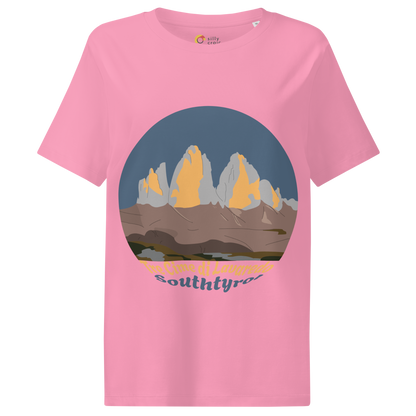 Tre Cime di Lavaredo women's t-shirt in Bubble Pink – front print design