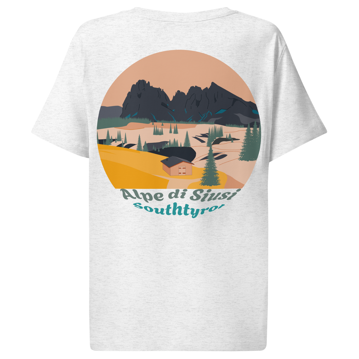 Alpe di Siusi women's t-shirt in Cool Heather Grey – back print design