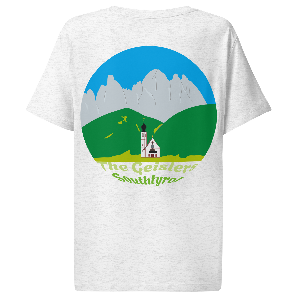 The Geislers women's t-shirt in Cool Heather Grey – back print design
