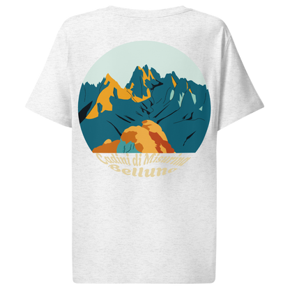 Cadini di Misurina women's t-shirt in Cool Heather Grey – back print design