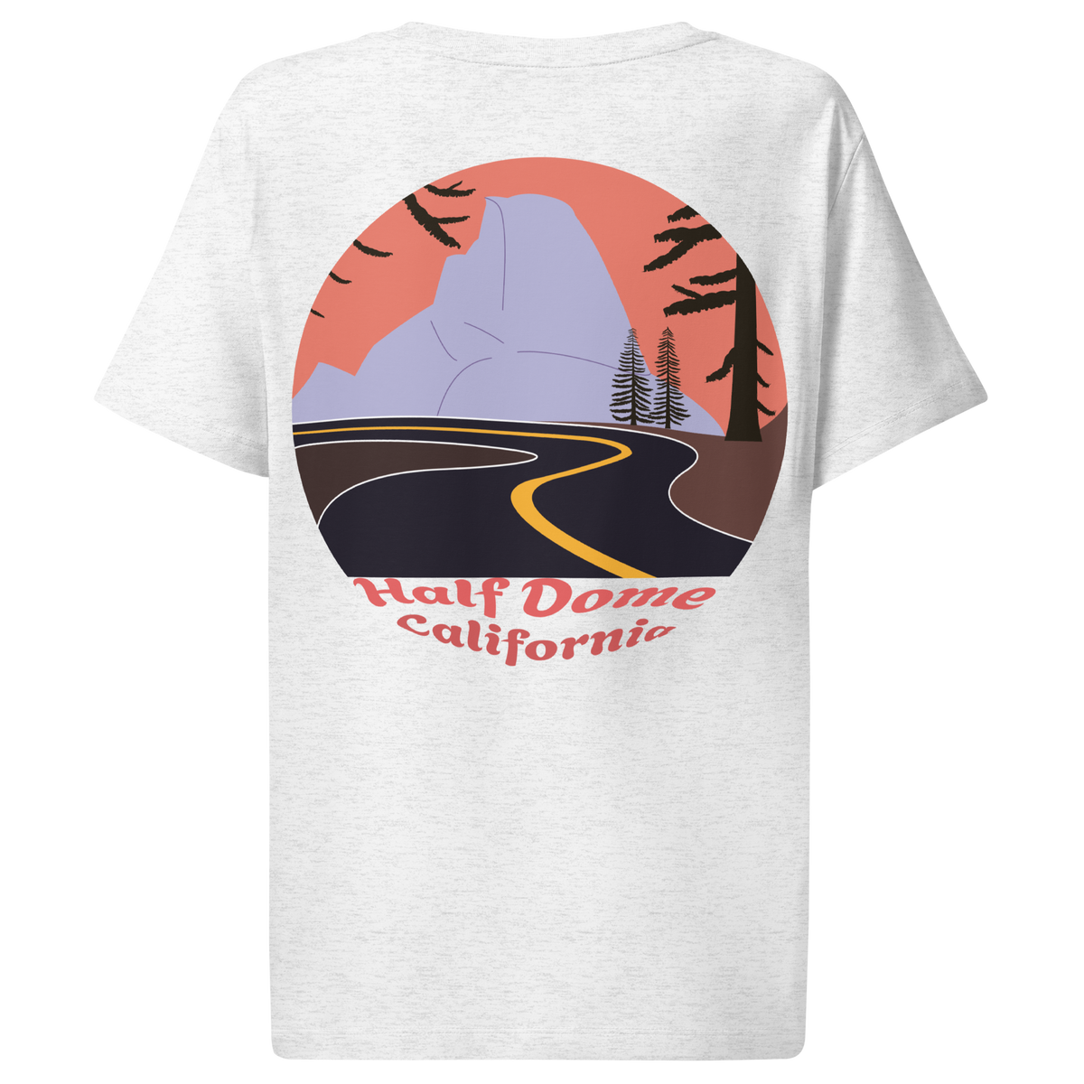 Half Dome women's t-shirt in Cool Heather Grey – back print design