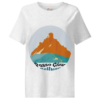 Passo Giau women's t-shirt in Cool Heather Grey – front print design