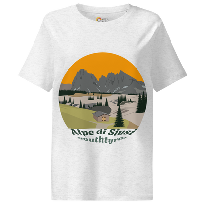 Alpe di Siusi women's t-shirt in Cool Heather Grey – front print design