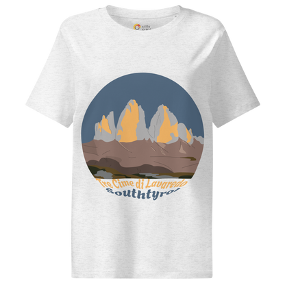 Tre Cime di Lavaredo women's t-shirt in Cool Heather Grey – front print design