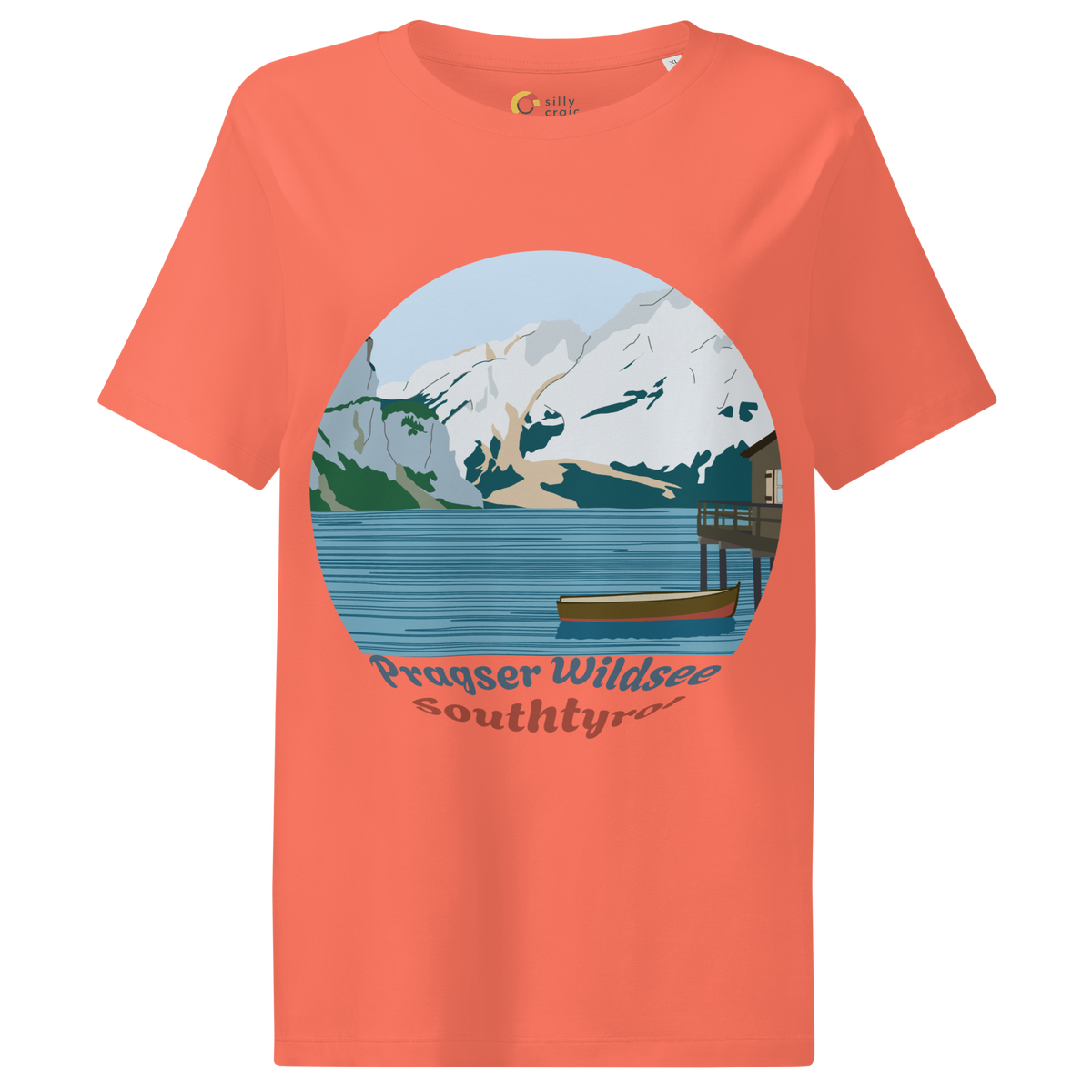 Lago di Braies women's t-shirt in Fiesta – front print design