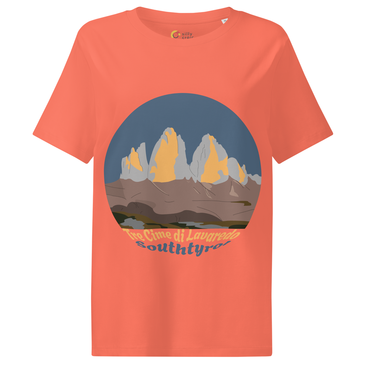 Tre Cime di Lavaredo women's t-shirt in Fiesta – front print design