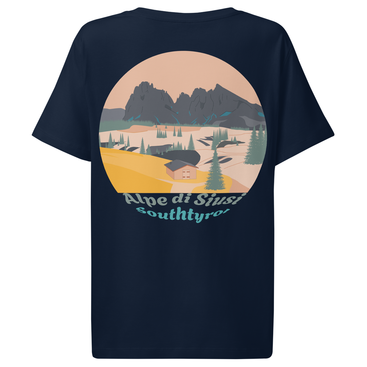 Alpe di Siusi women's t-shirt in French Navy – back print design