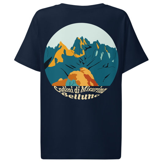 Cadini di Misurina women's t-shirt in French Navy – back print design