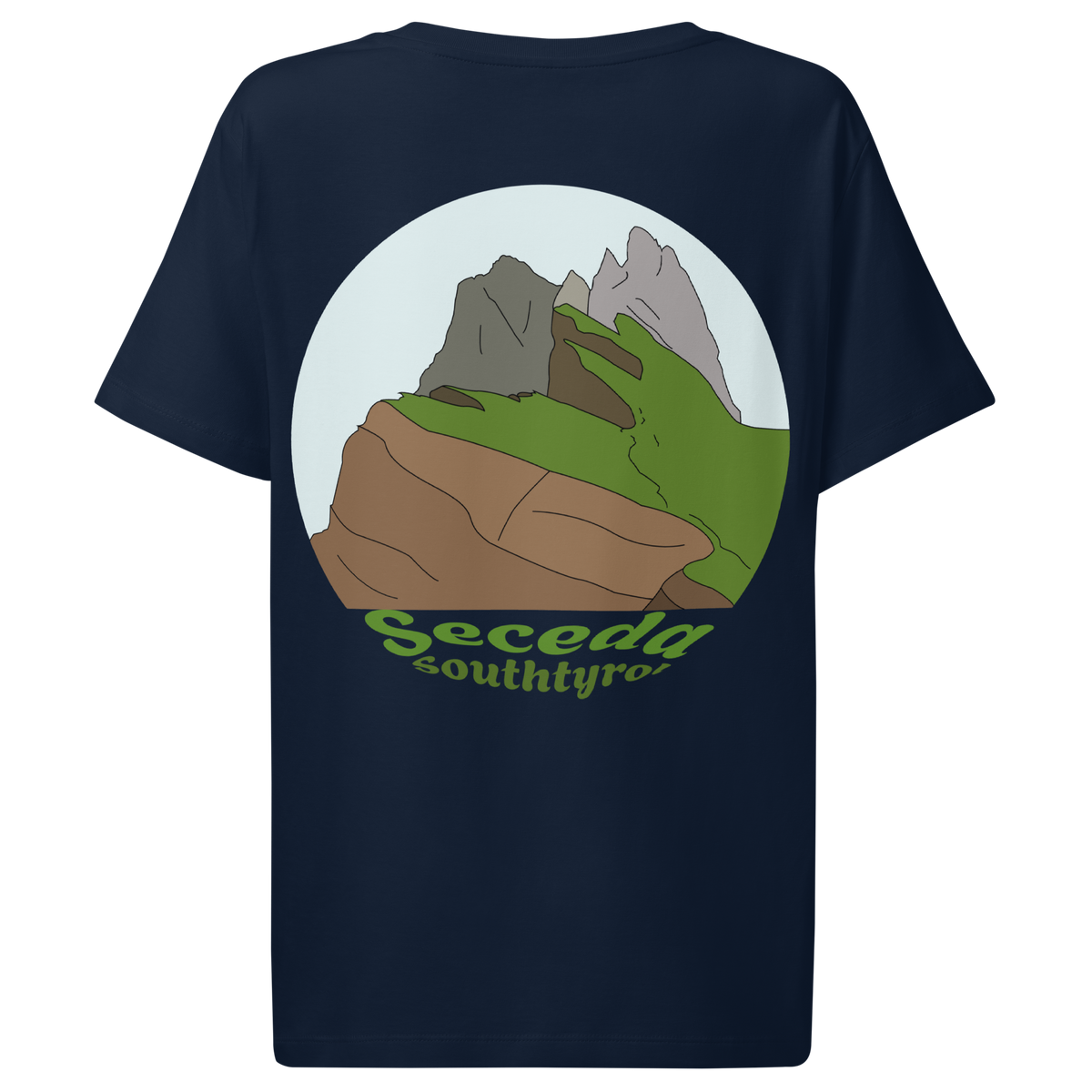 Seceda women's t-shirt in French Navy – back print design