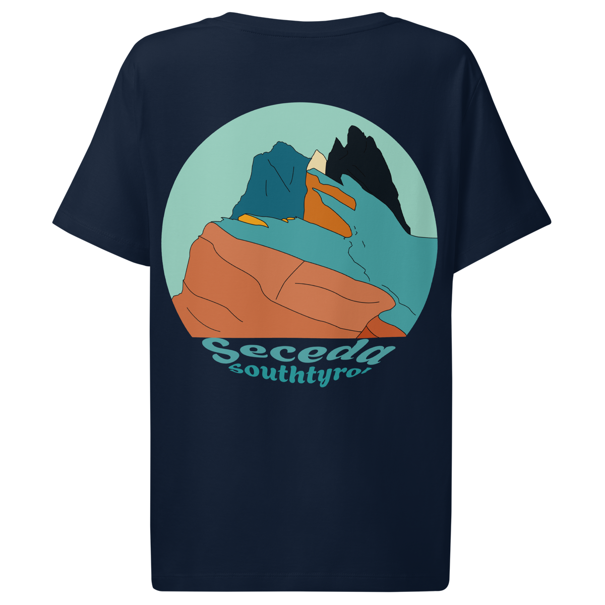 Seceda Retro women's t-shirt in French Navy – back print design