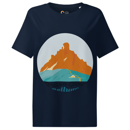 Passo Giau women's t-shirt in French Navy – front print design