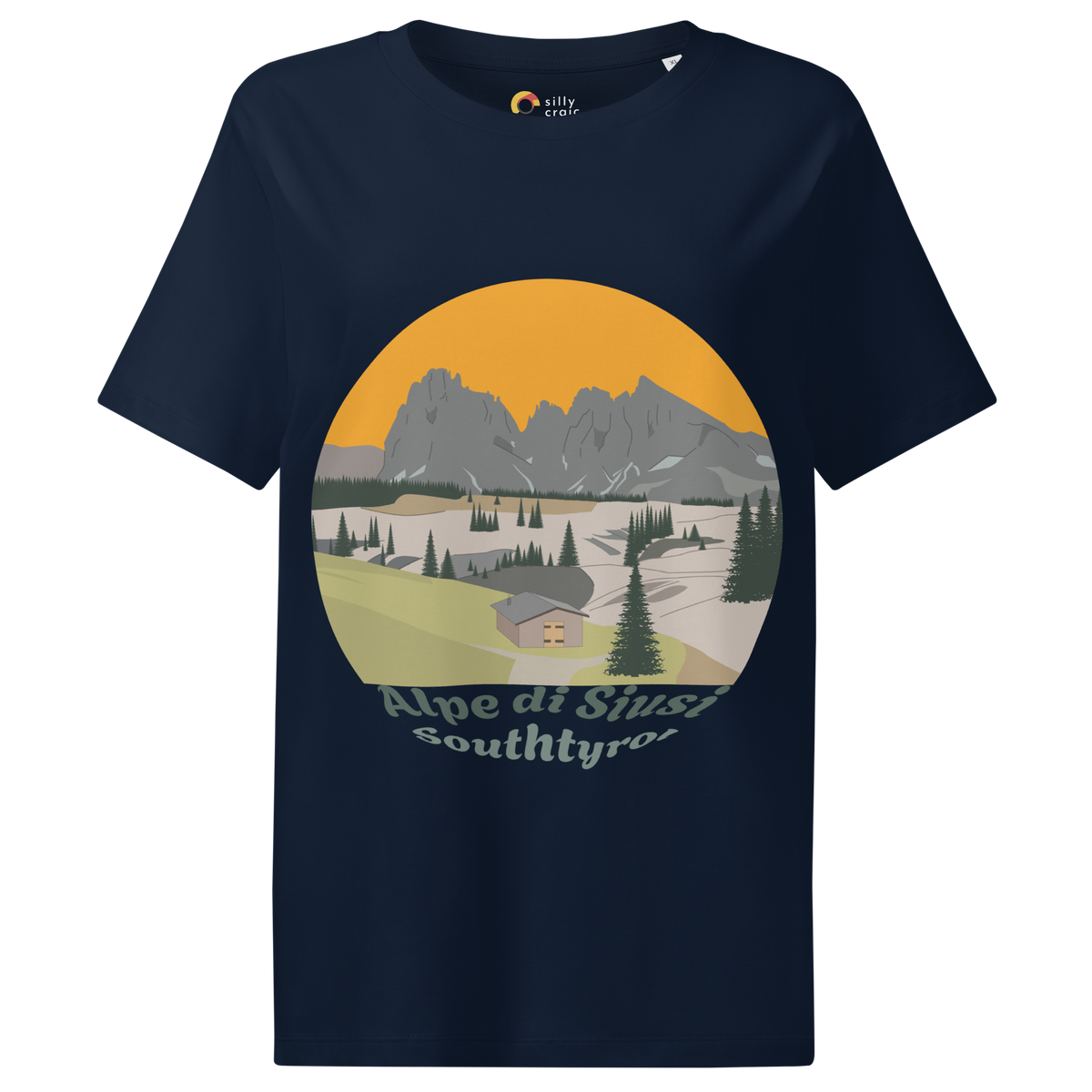 Alpe di Siusi women's t-shirt in French Navy – front print design
