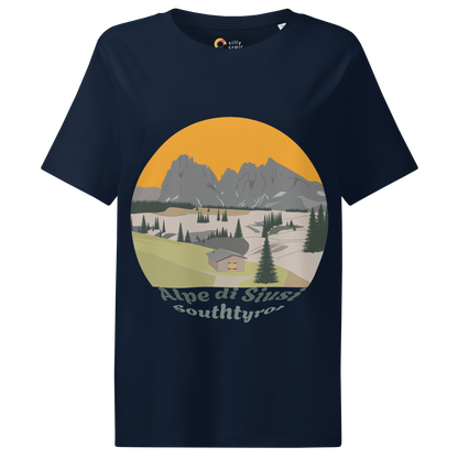 Alpe di Siusi women's t-shirt in French Navy – front print design