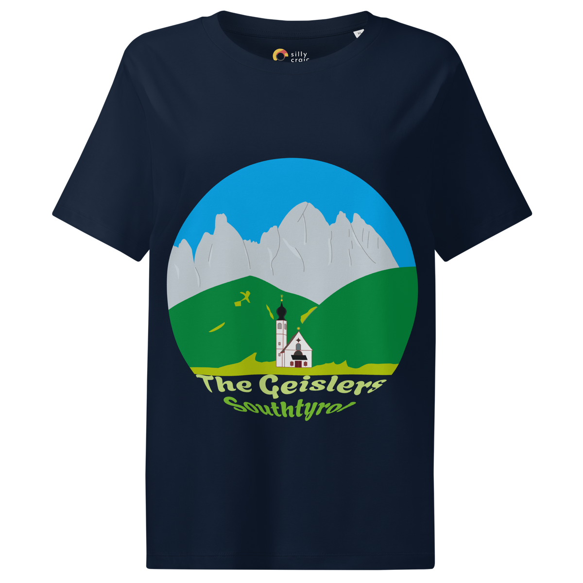 The Geislers women's t-shirt in French Navy – front print design