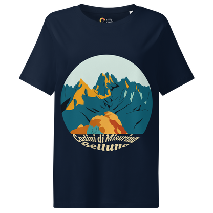 Cadini di Misurina women's t-shirt in French Navy – front print design