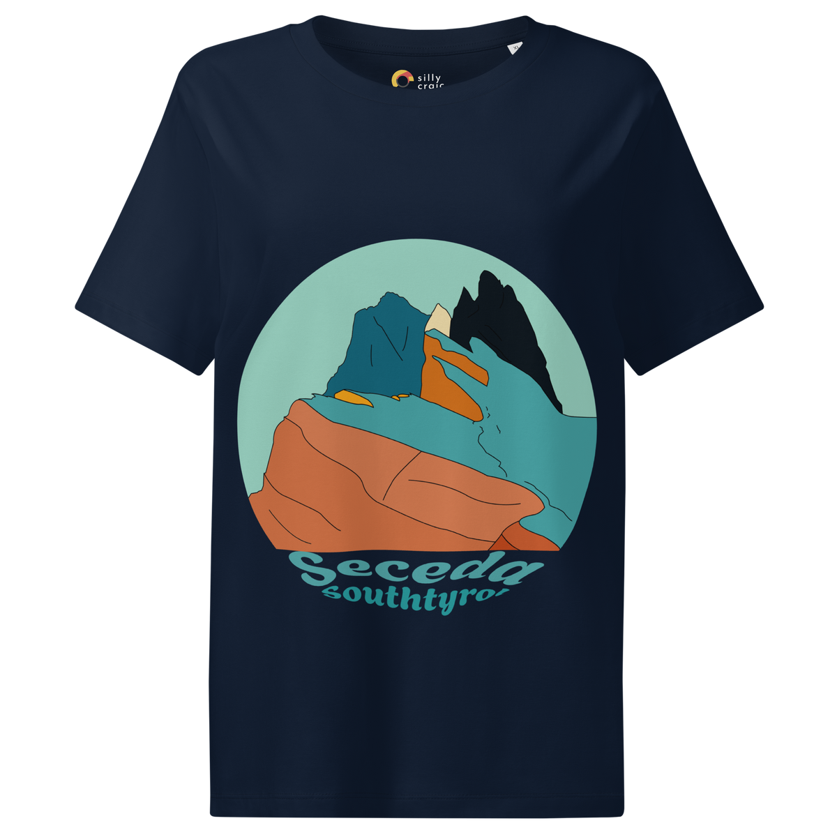 Seceda Retro women's t-shirt in French Navy – front print design
