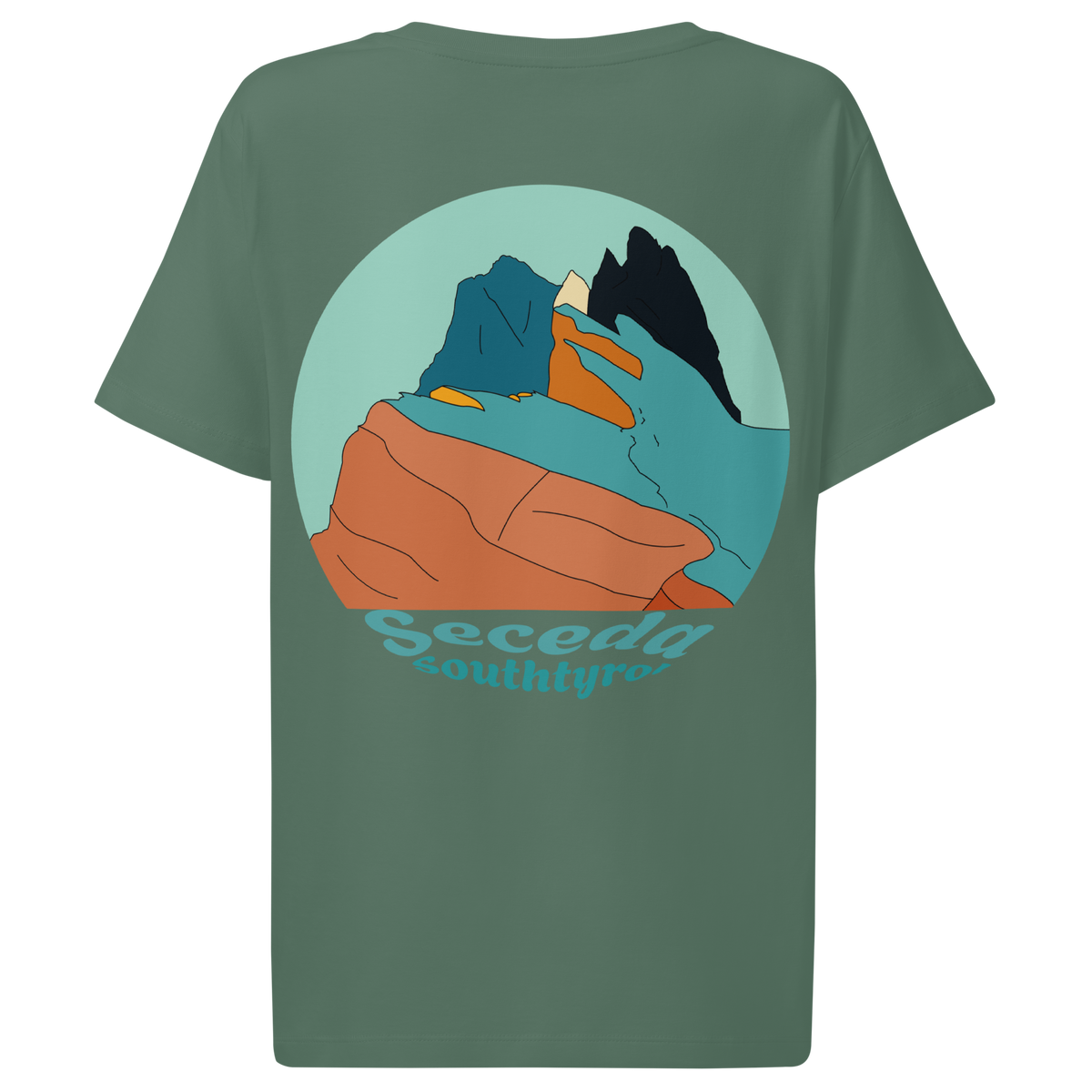 Seceda Retro women's t-shirt in Green Bay – back print design