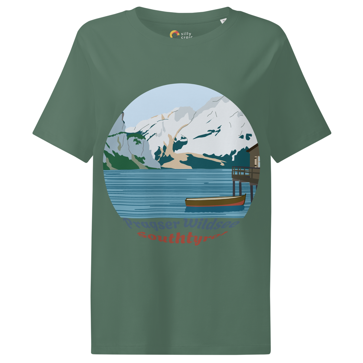 Lago di Braies women's t-shirt in Green Bay – front print design