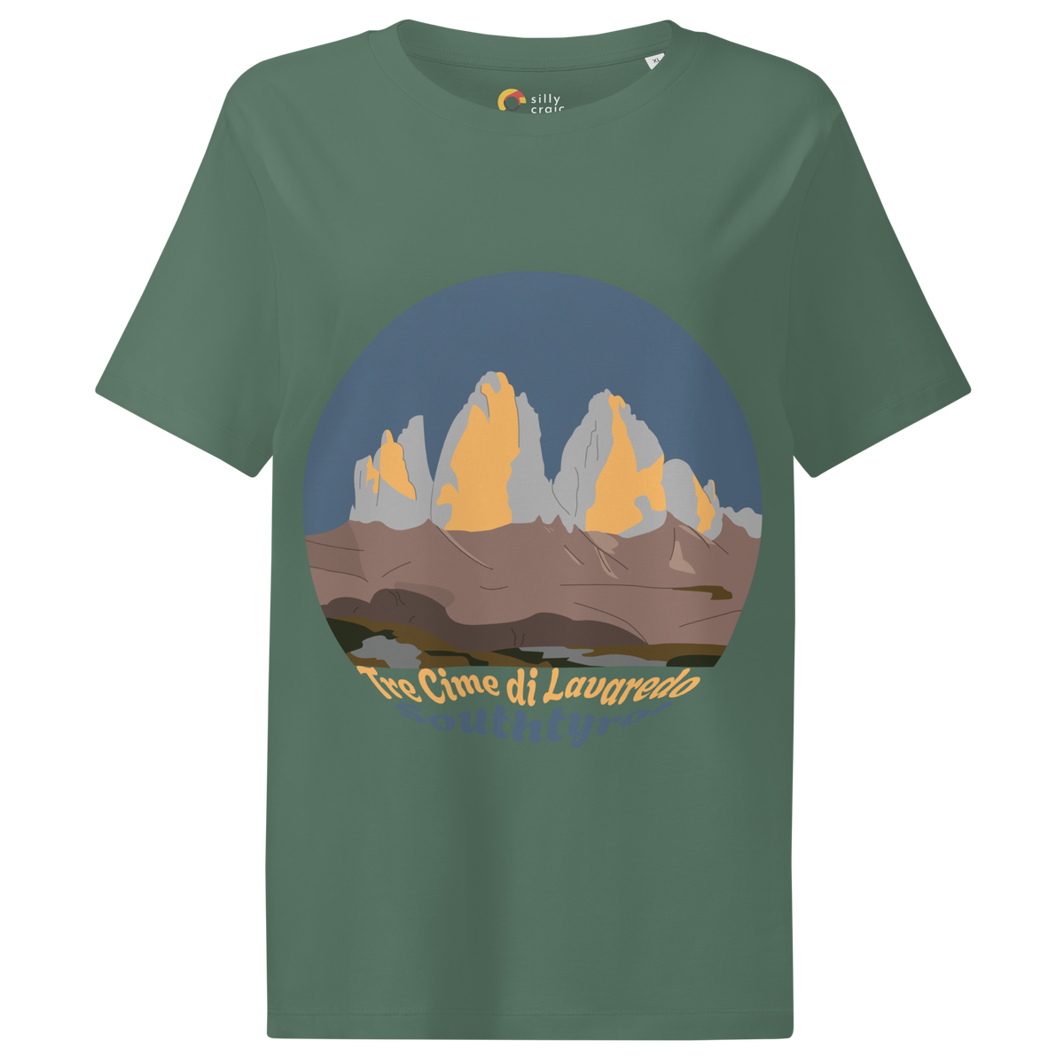 Tre Cime di Lavaredo women's t-shirt in Green Bay – front print design