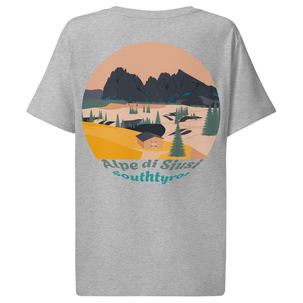 Alpe di Siusi women's t-shirt in Heather Grey – back print design
