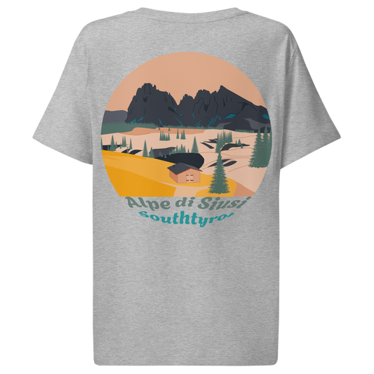 Alpe di Siusi women's t-shirt in Heather Grey – back print design