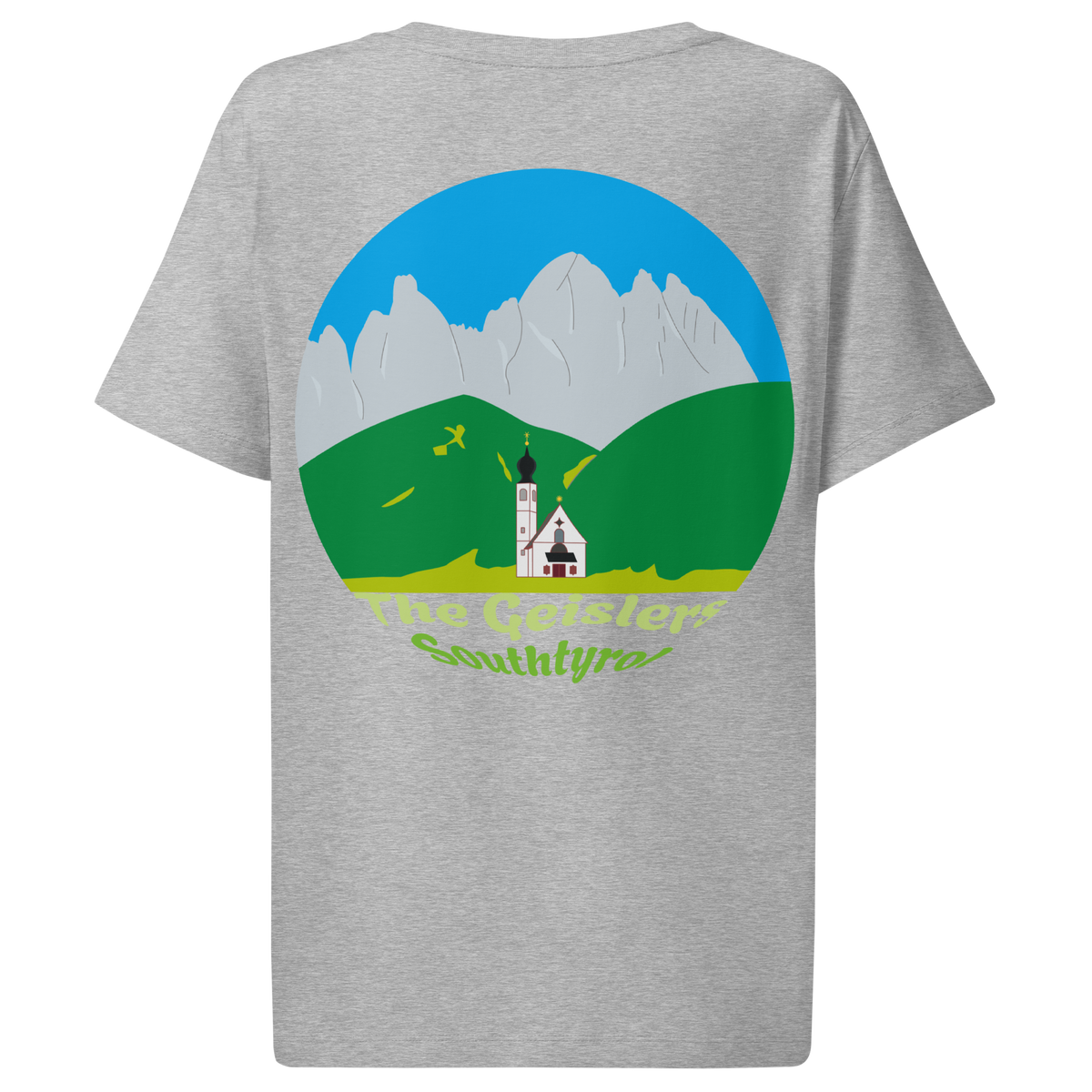The Geislers women's t-shirt in Heather Grey – back print design