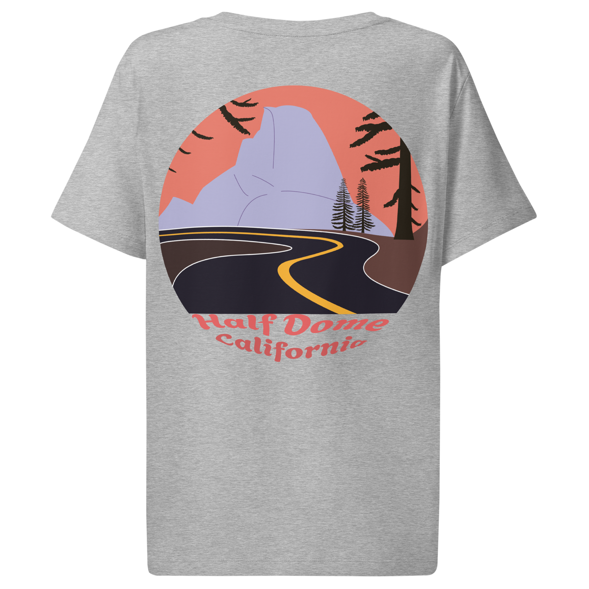 Half Dome women's t-shirt in Heather Grey – back print design