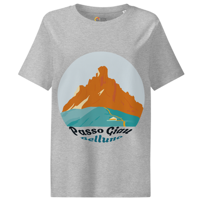 Passo Giau women's t-shirt in Heather Grey – front print design