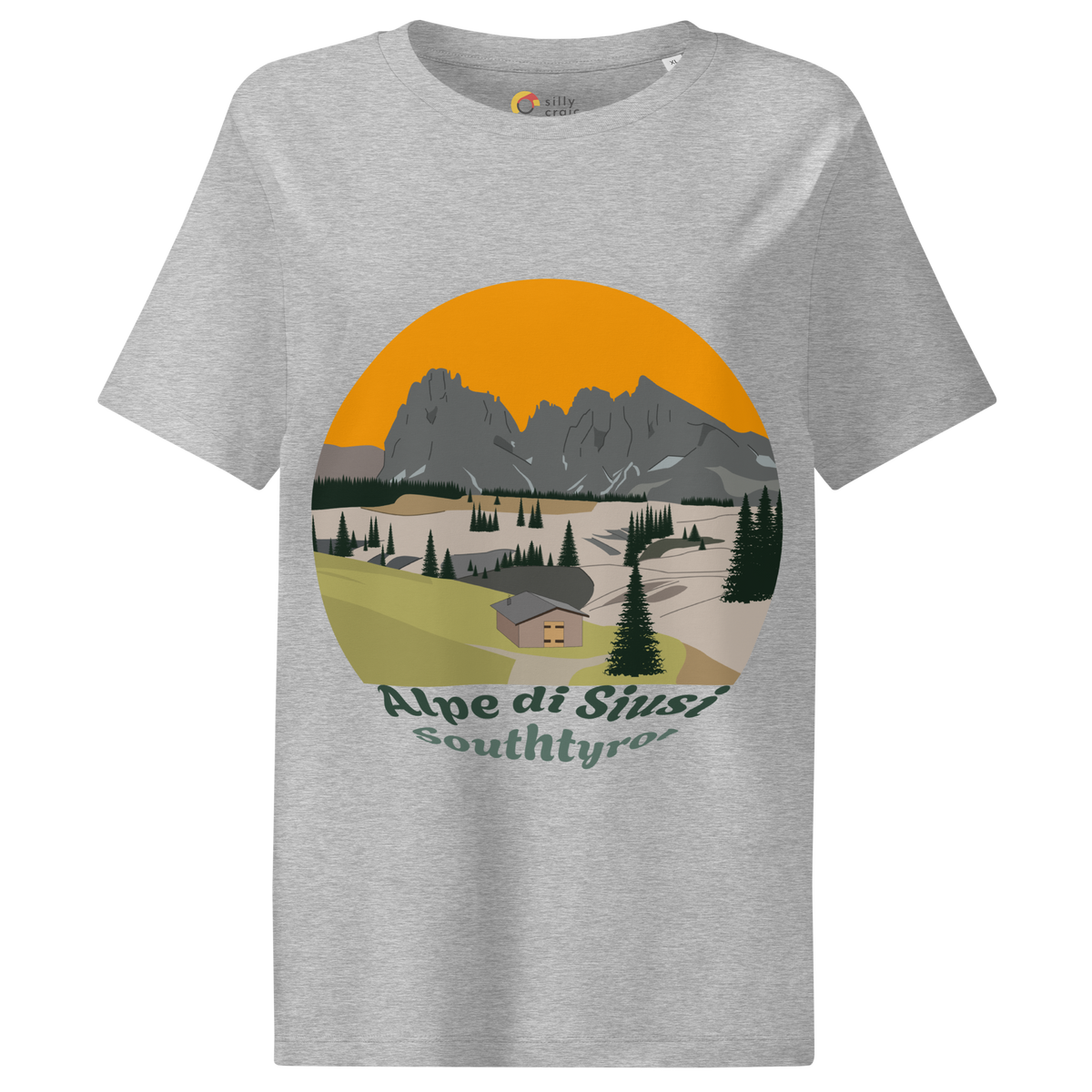 Alpe di Siusi women's t-shirt in Heather Grey – front print design
