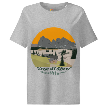 Alpe di Siusi women's t-shirt in Heather Grey – front print design