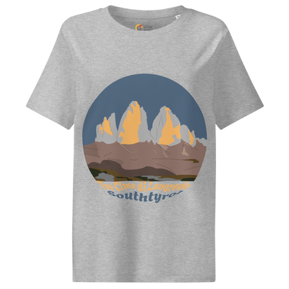 Tre Cime di Lavaredo women's t-shirt in Heather Grey – front print design