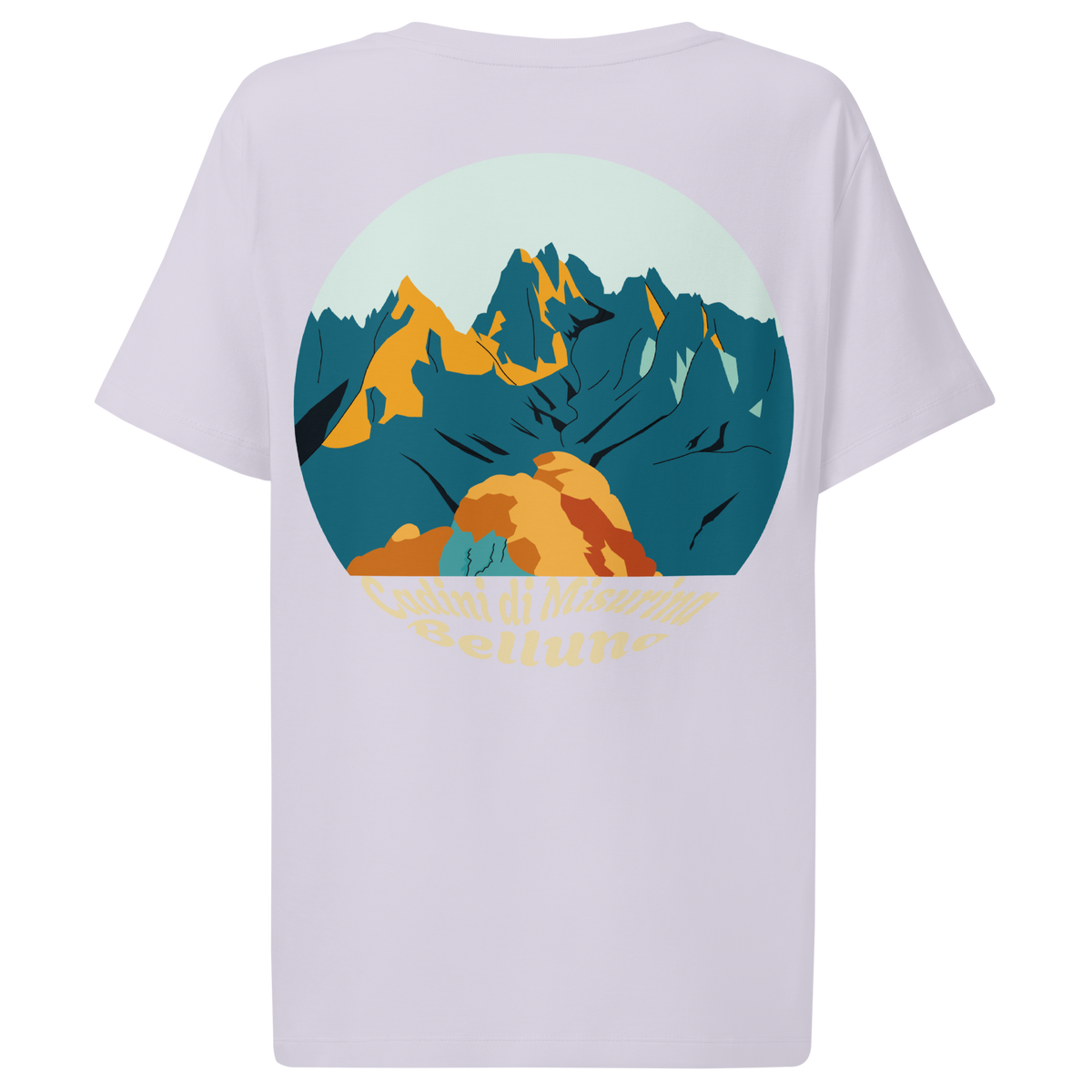 Cadini di Misurina women's t-shirt in Lavender – back print design