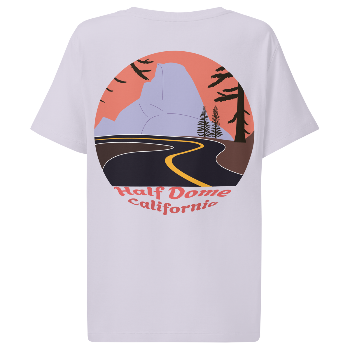 Half Dome women's t-shirt in Lavender – back print design