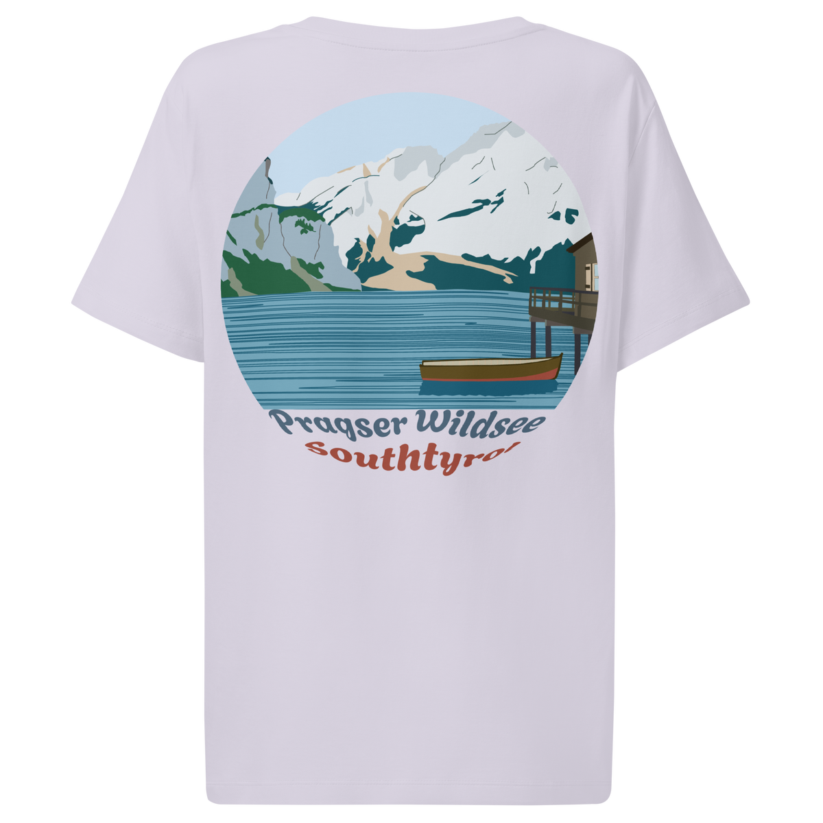 Lago di Braies women's t-shirt in Lavender – back print design