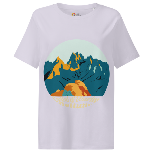 Cadini di Misurina women's t-shirt in Lavender – front print design