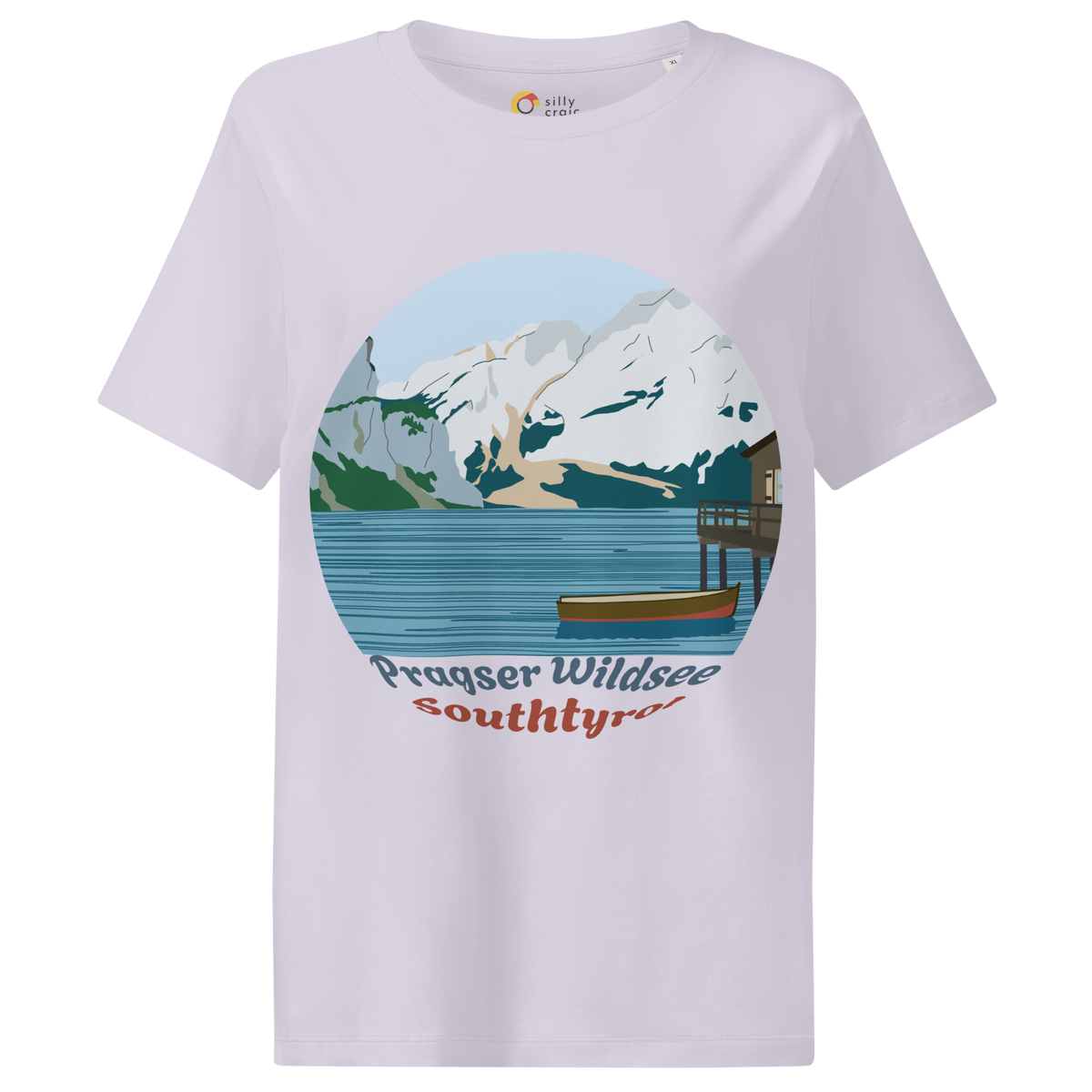 Lago di Braies women's t-shirt in Lavender – front print design