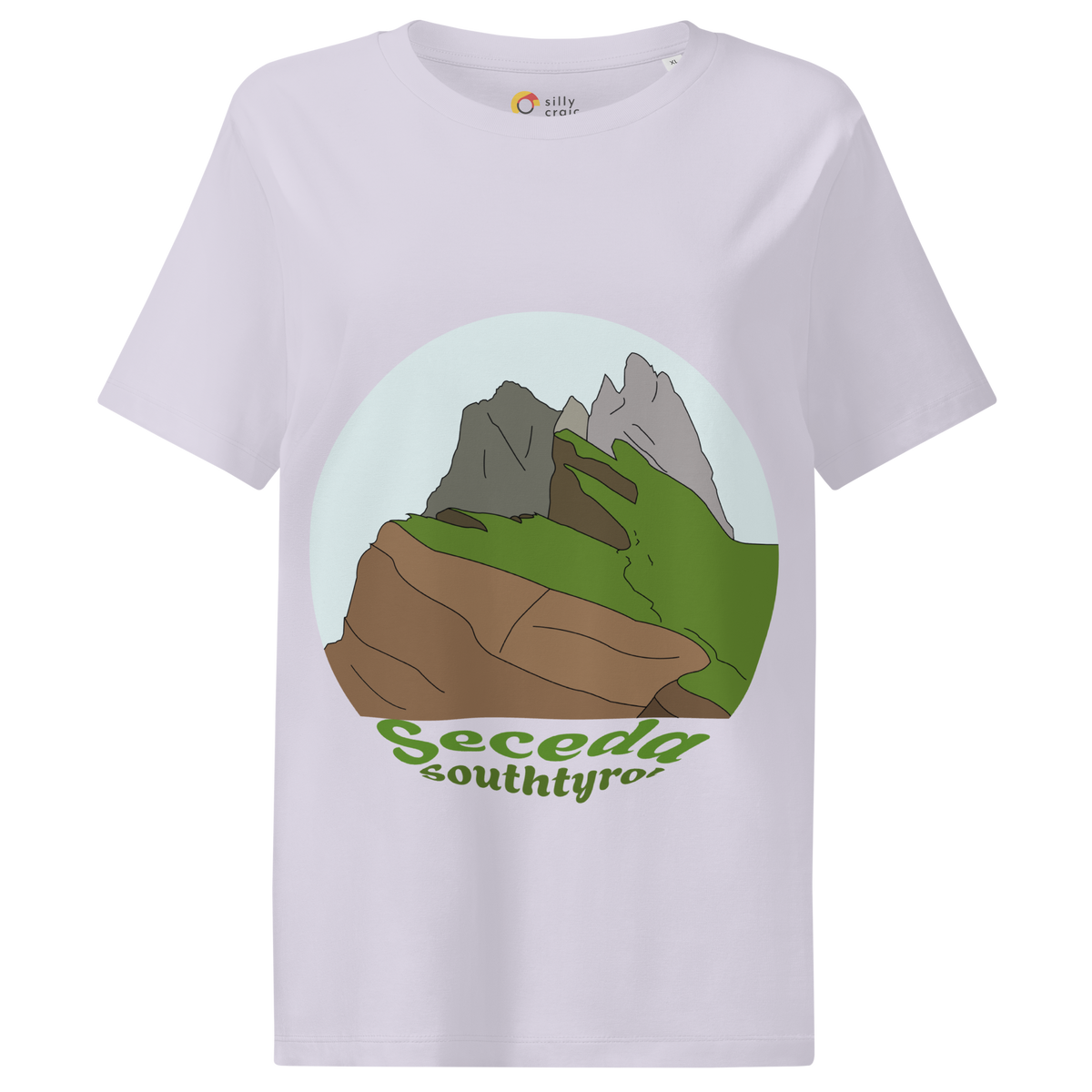 Seceda women's t-shirt in Lavender – front print design