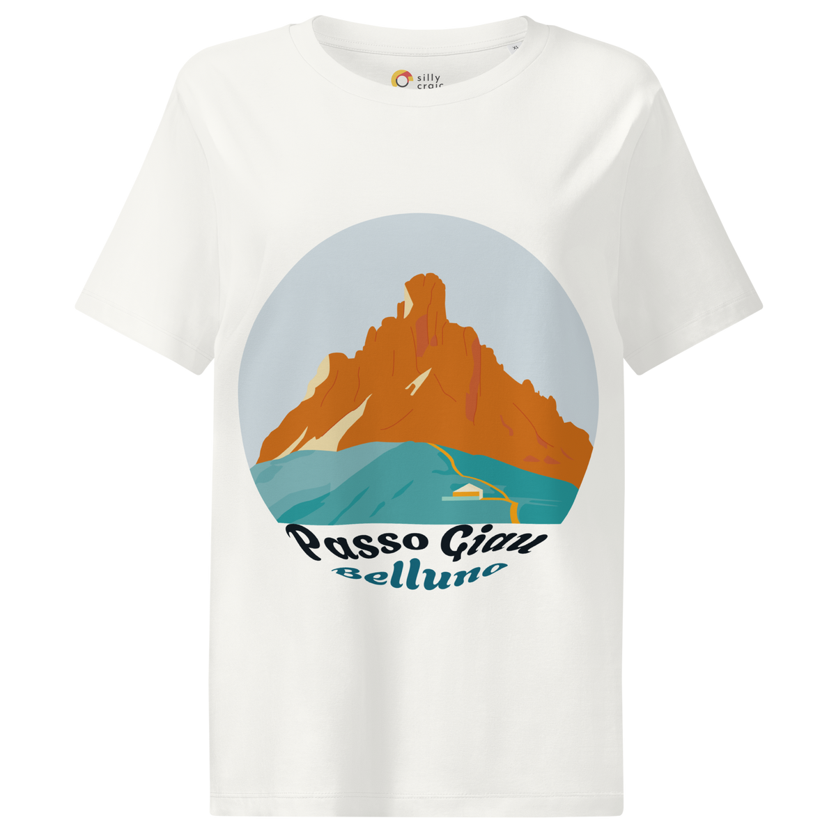 Passo Giau women's t-shirt in Off White – front print design