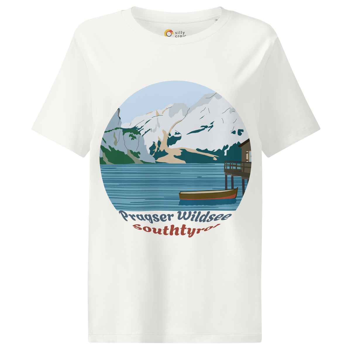 Lago di Braies women's t-shirt in Off White – front print design