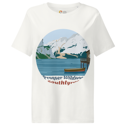 Lago di Braies women's t-shirt in Off White – front print design