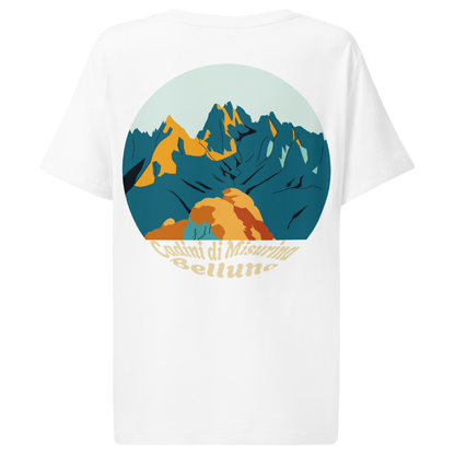 Cadini di Misurina women's t-shirt in White – back print design