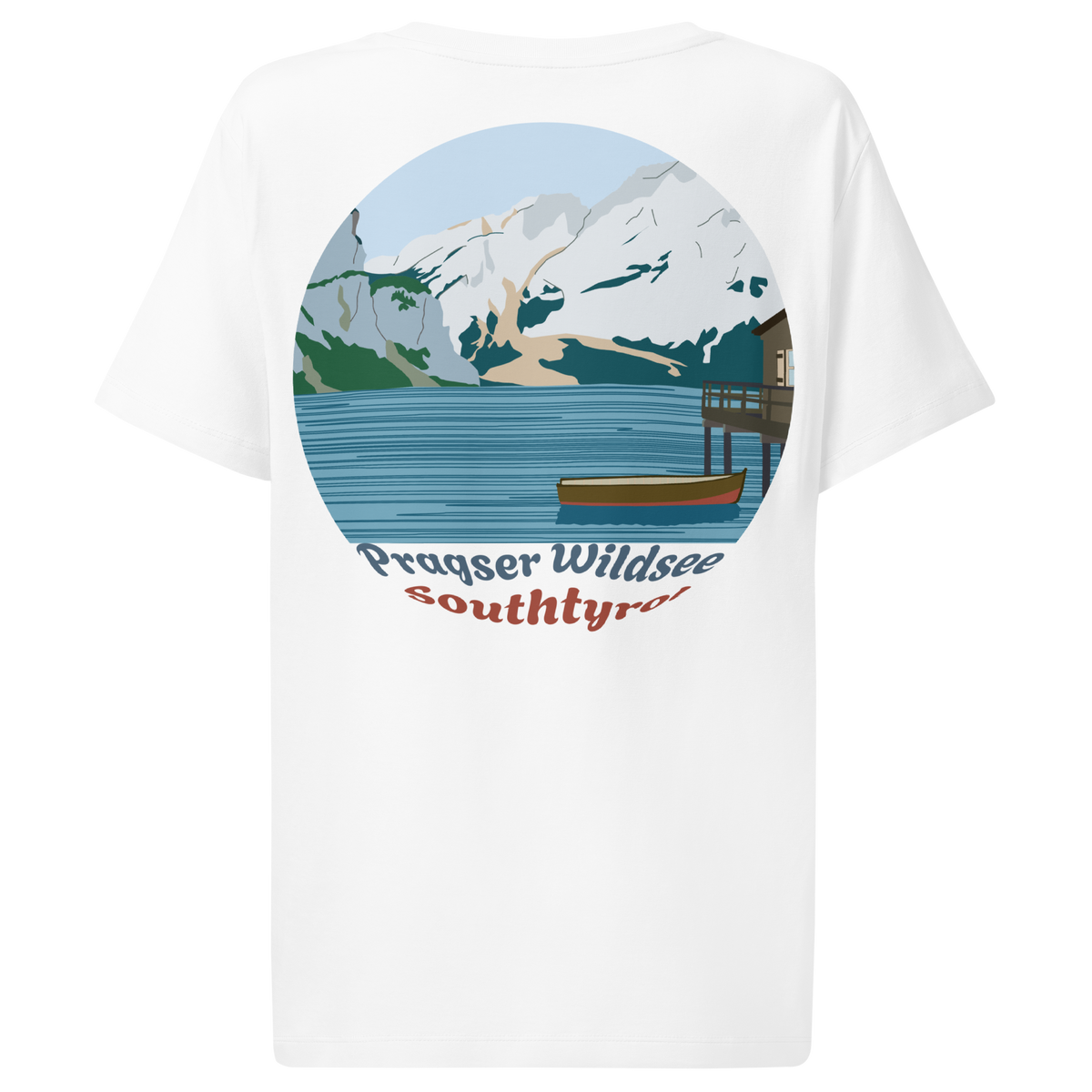 Lago di Braies women's t-shirt in White – back print design