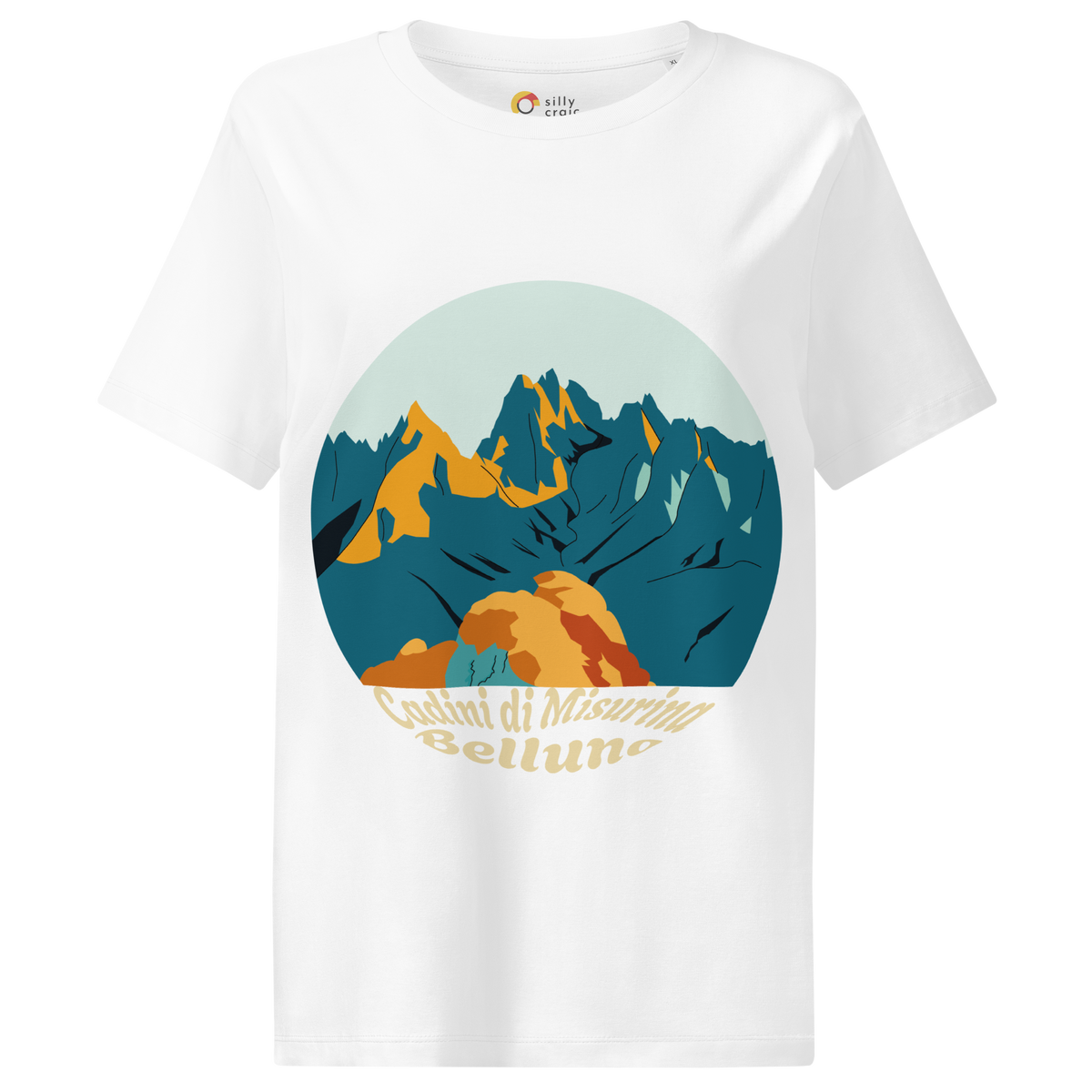 Cadini di Misurina women's t-shirt in White – front print design