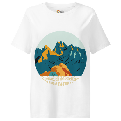 Cadini di Misurina women's t-shirt in White – front print design